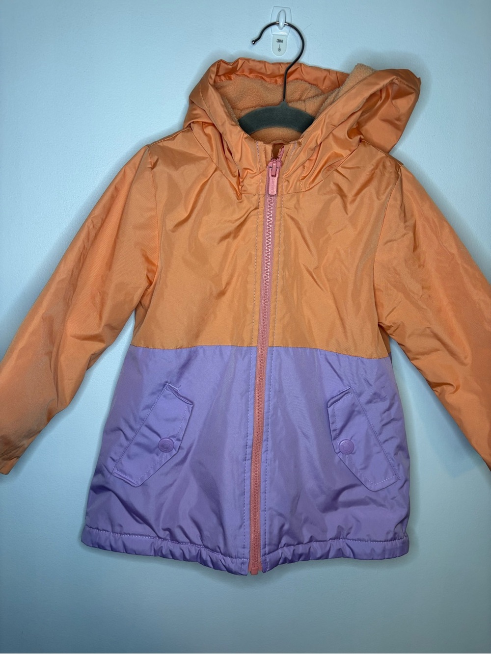 Carter's Orange and Lavender Colorblock Hooded Jacket